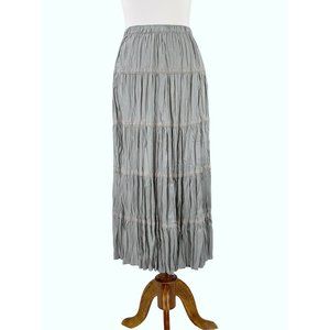 GARNET HILL Gray Crinkle Silk Peasant Skirt 12